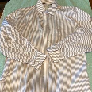 Elegant Beige Striped Men's Dress Shirt